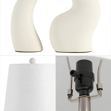 Tula 19" Scandinavian Minimalist Ceramic Arch LED Table Lamp - JONATHAN Y